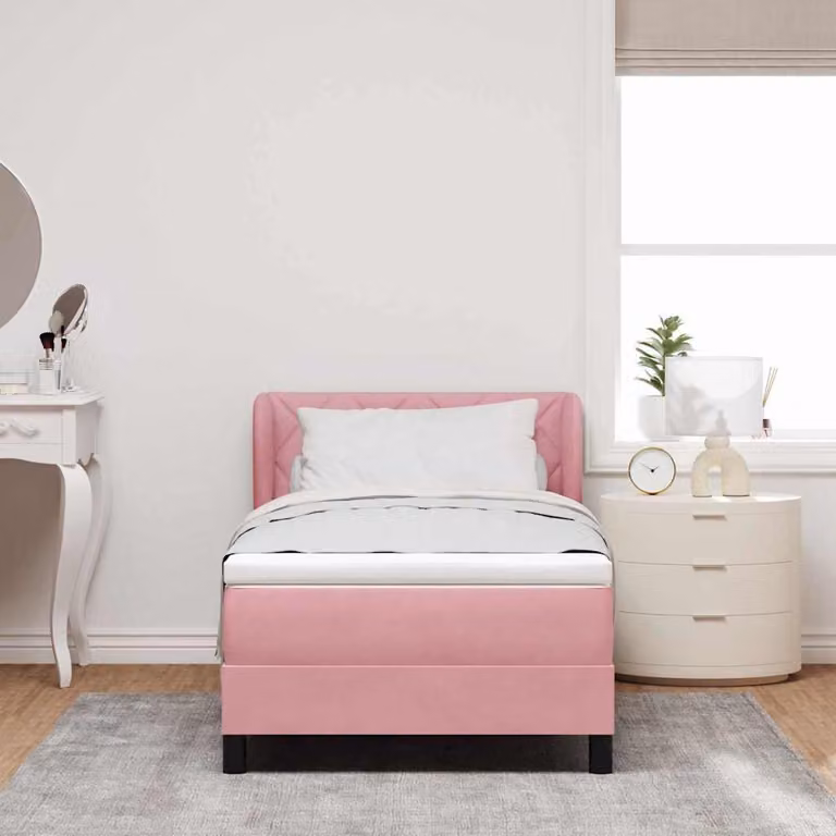 Maison Exclusive - Letto boxspring con testiera Rosa 90 x 200 cm in velluto