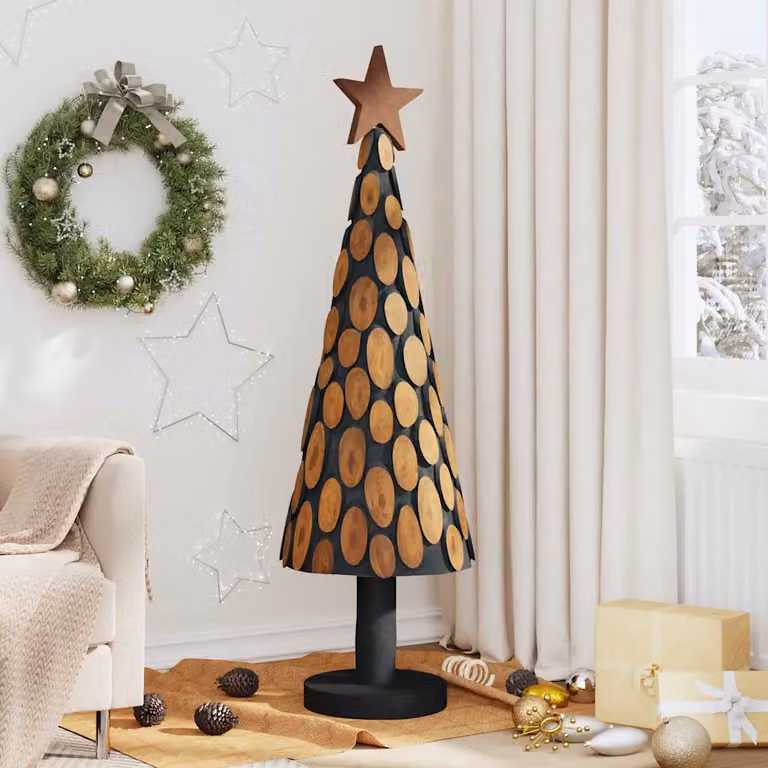 Albero di Natale vidaXL in legno massello di teak marrone, Altezza: 149 cm