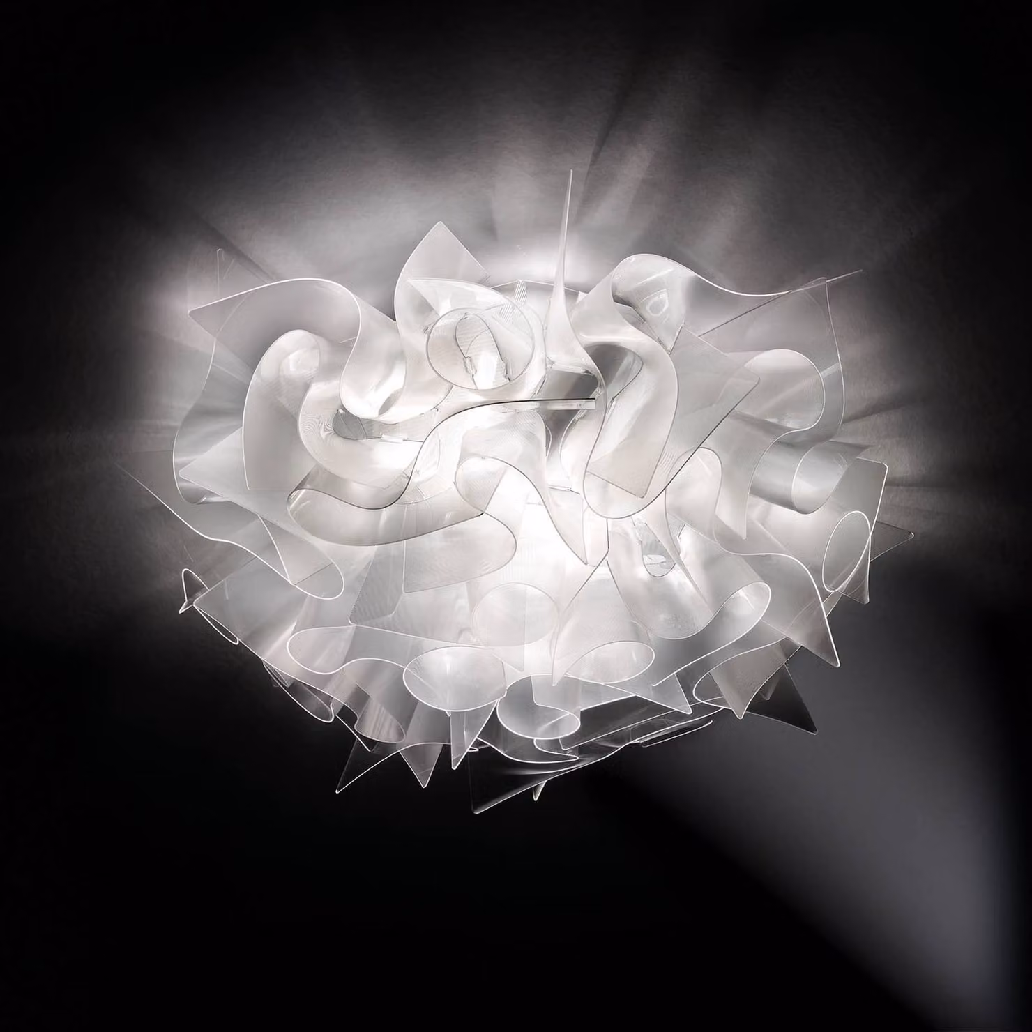 Slamp Plafoniera di design VELI, dimmerabile, Chiaro / Trasparente, Soggiorno / Sala da pranzo, Plastica, Design, Plafoniera