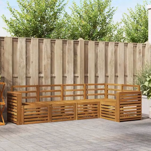 Set di divani da esterno 5 pz Naturale Poliestere 3374814