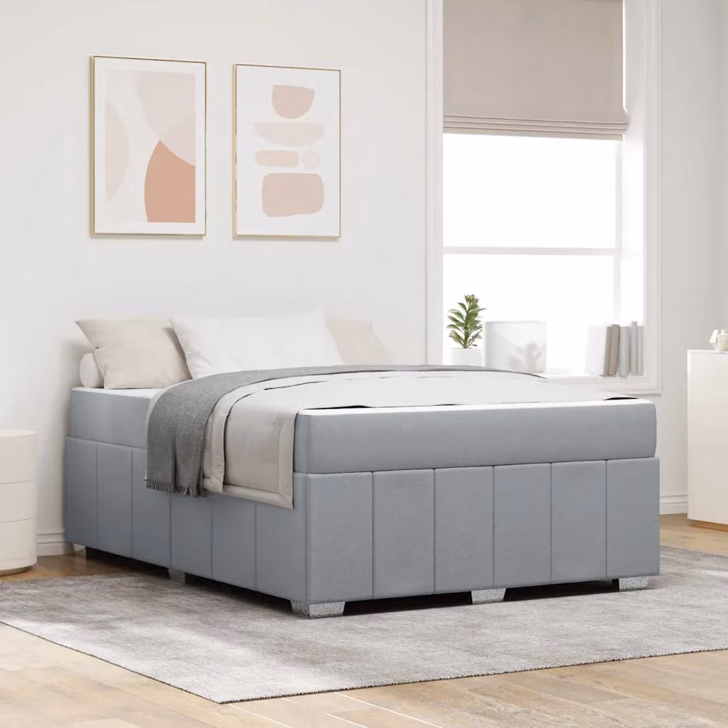 Struttura del letto vidaXL in tessuto grigio con doghe in legno L/P: 140 x 200 cm – 1