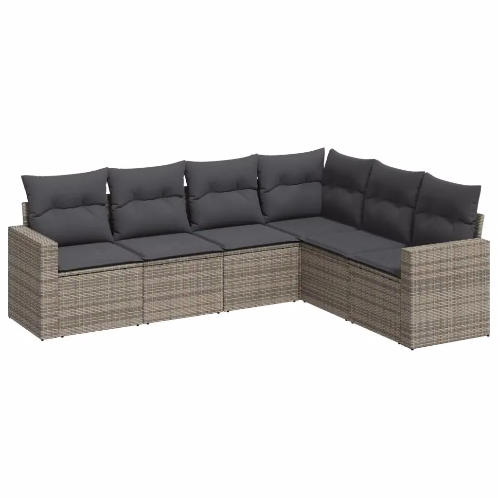 Set Divano da Giardino VIDAXL a L in Polyrattan Grigio con Cuscini, 6 Posti – 2