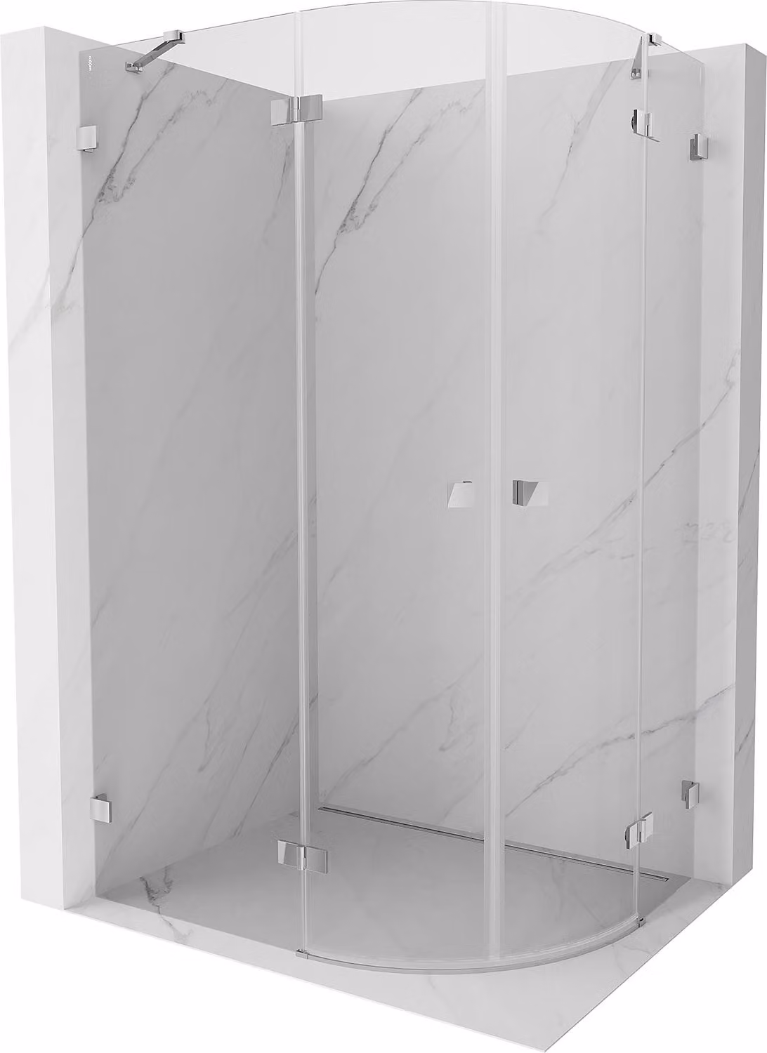 Mexen Lunar cabina doccia semicircolare a battente sinistra 100 x 90 cm, trasparente, cromo - 833-100L-090P-01-00