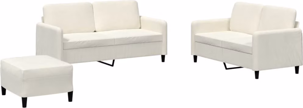 Set di Divani 3 pz Crema in Velluto