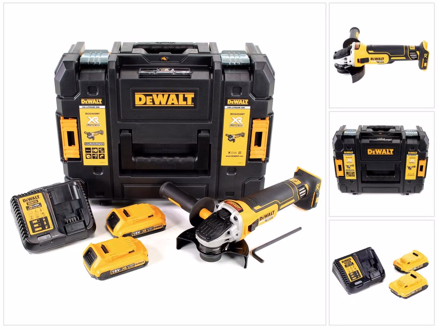 DeWalt DCG 405 D2 18 V 125 mm Smerigliatrice a batteria Brushless in valigetta TStak + 2x Batterie 2,0 Ah + Caricatore