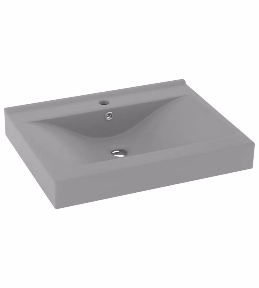 Lavabo rettangolare sospeso vidaXL in ceramica grigio, L: 60 cm, P: 46 cm, H: 16 cm – 2