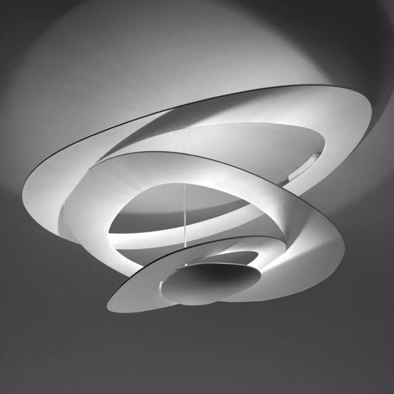 Artemide Plafoniera di design Pirce Mini, dimmerabile, Bianco / Opale, Soggiorno / Sala da pranzo, Alluminio, Design, Plafoniera