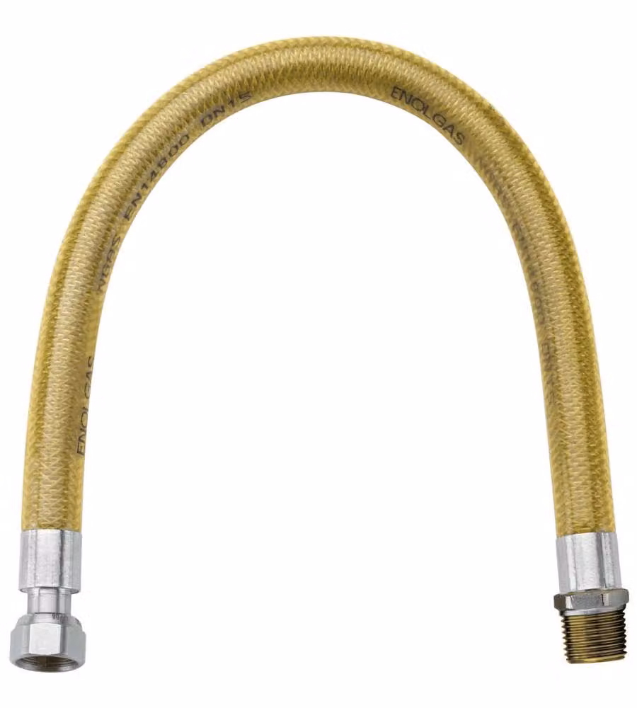 Idrobric Tubo Flessibile Gas 1/2" MF 200 cm Acciaio Inox Guaina Gialla