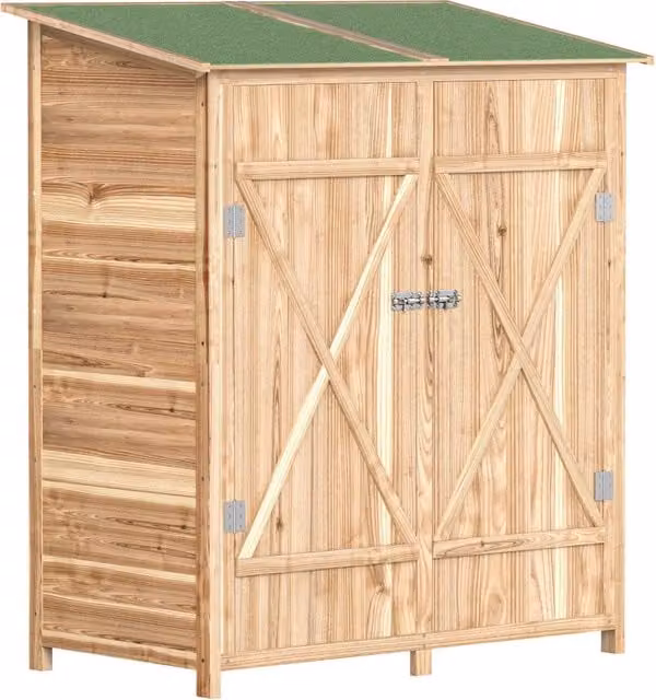 Casetta da giardino armadio porta attrezzi 140 x 75 x 157 cm salva-spazio tetto bituminoso impermeabile moderno in abete naturale 21_0004150