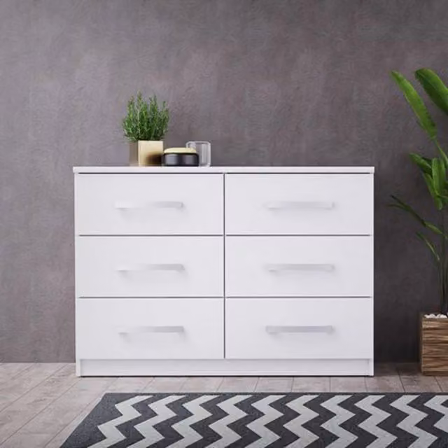 Laganaro, Cassettiera 6 Cassetti, 112x43x79h cm Bianco