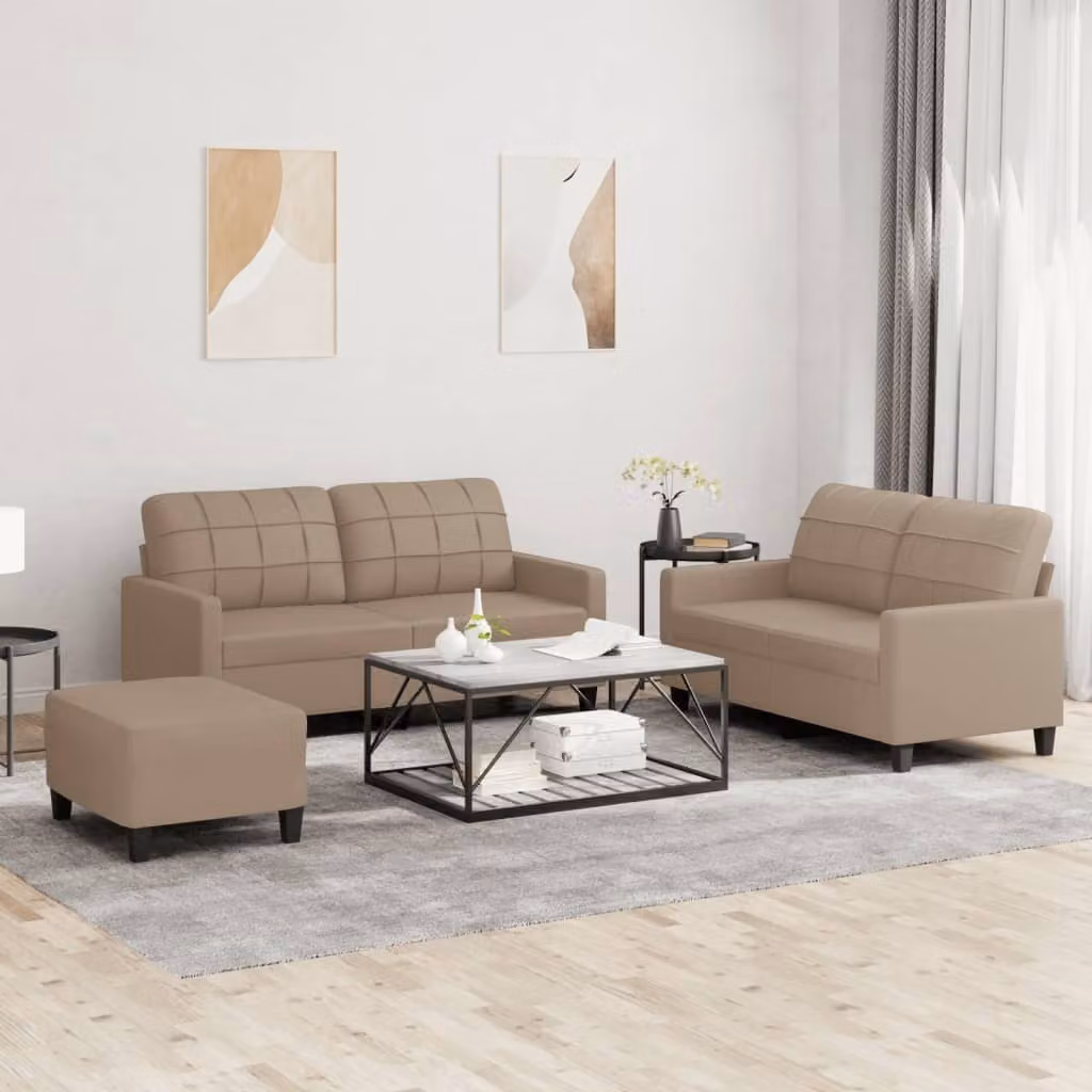 Maison Exclusive - Set divano a 3 posti con cuscini in ecopelle color marrone cappuccino