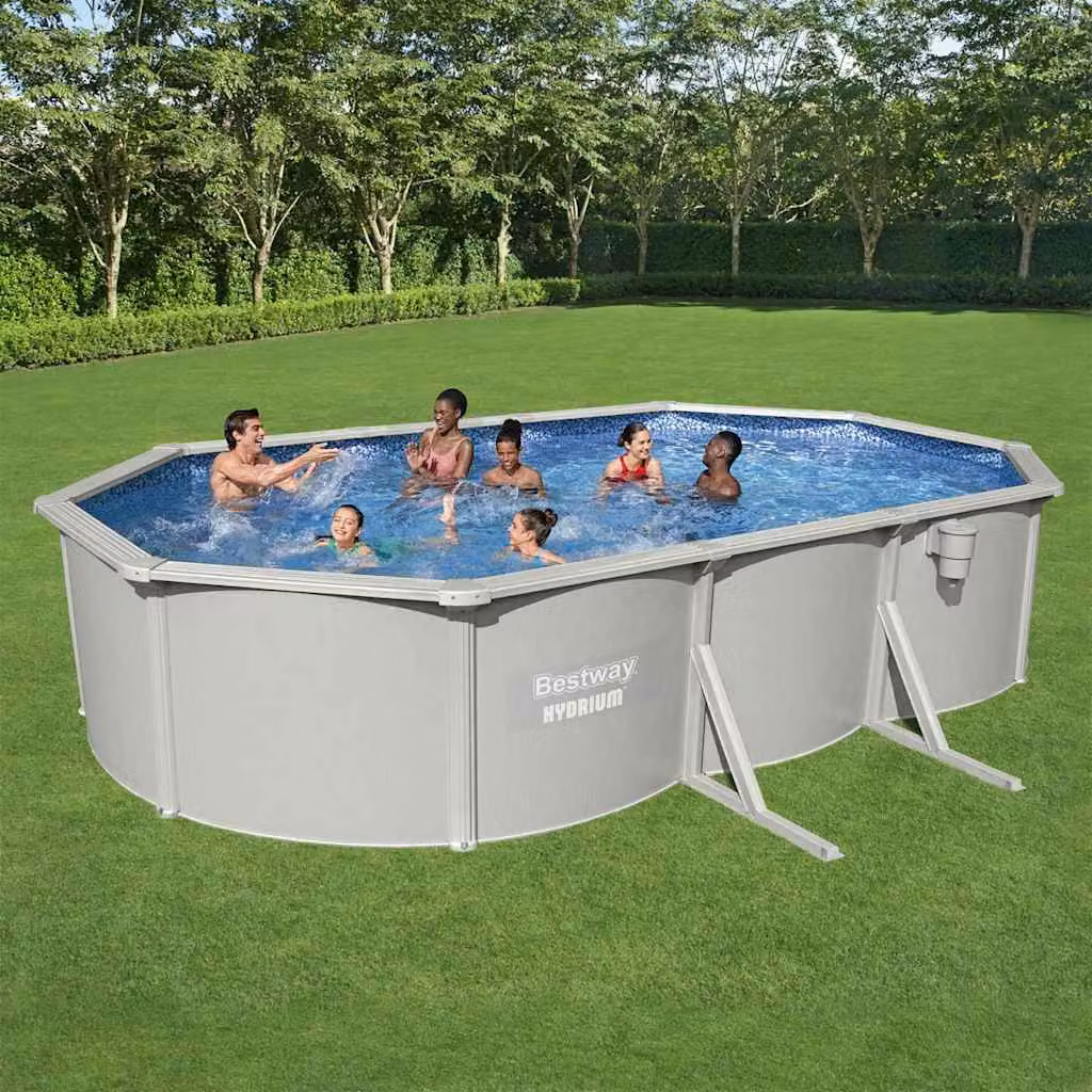 Piscina fuoriterra ovale Bestway Hydrium colore grigio L: 610 cm, P: 360 cm, H: 120 cm