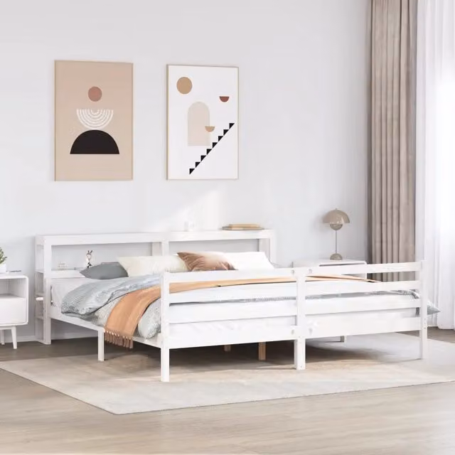 Giroletto con Testiera senza Materasso Bianco 200x200 cm 3305952