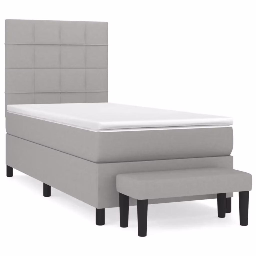 vidaXL Giroletto a Molle Ibrido con Materasso in Tessuto Grigio e Bianco L/P/H: 200 x 80 x 128 cm – 2