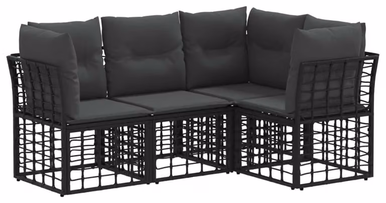 Set di divani da esterno Nero Poliestere