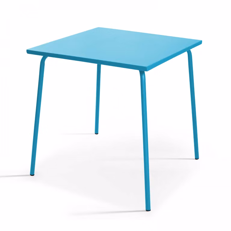Tavolo da giardino quadrato in metallo blu - Oviala Palavas