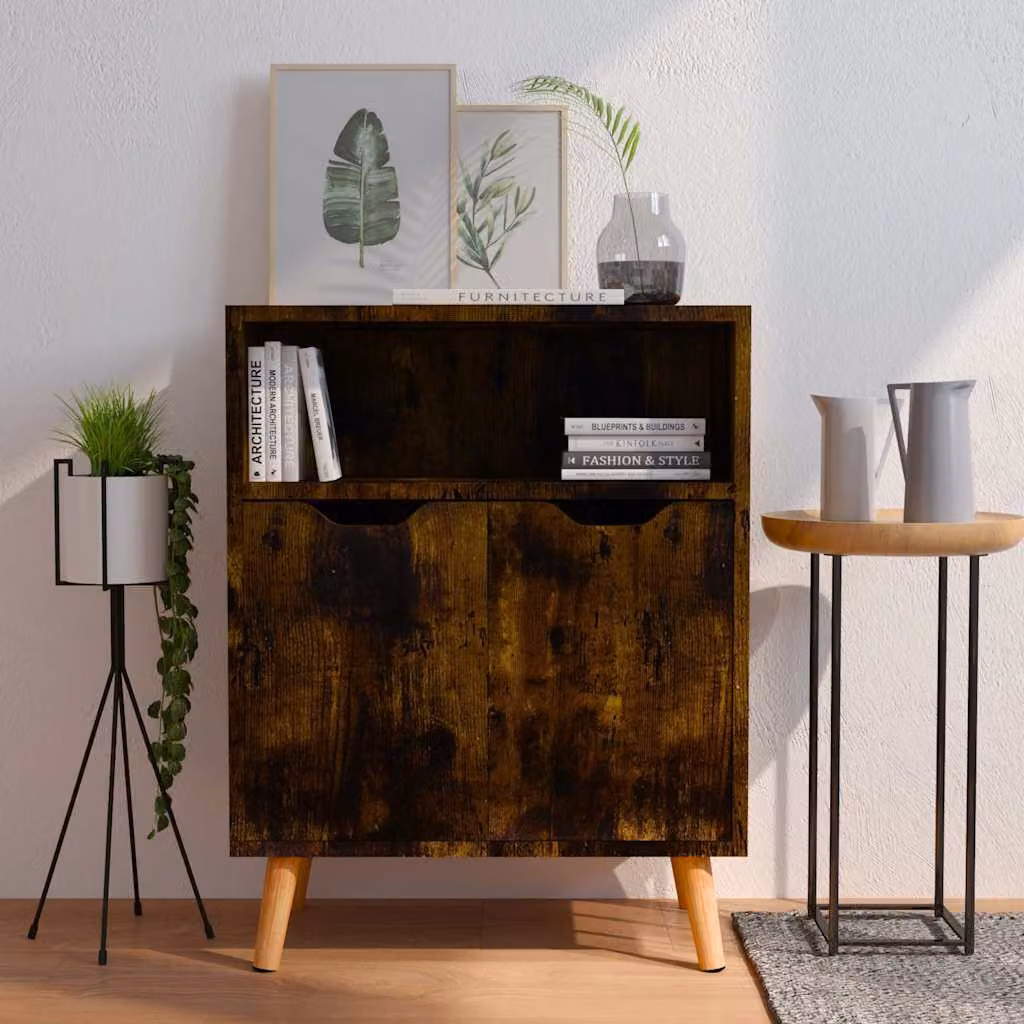 Credenza moderna vidaXL in legno Rovere Fumo, L: 60 cm, P: 30 cm, H: 72 cm