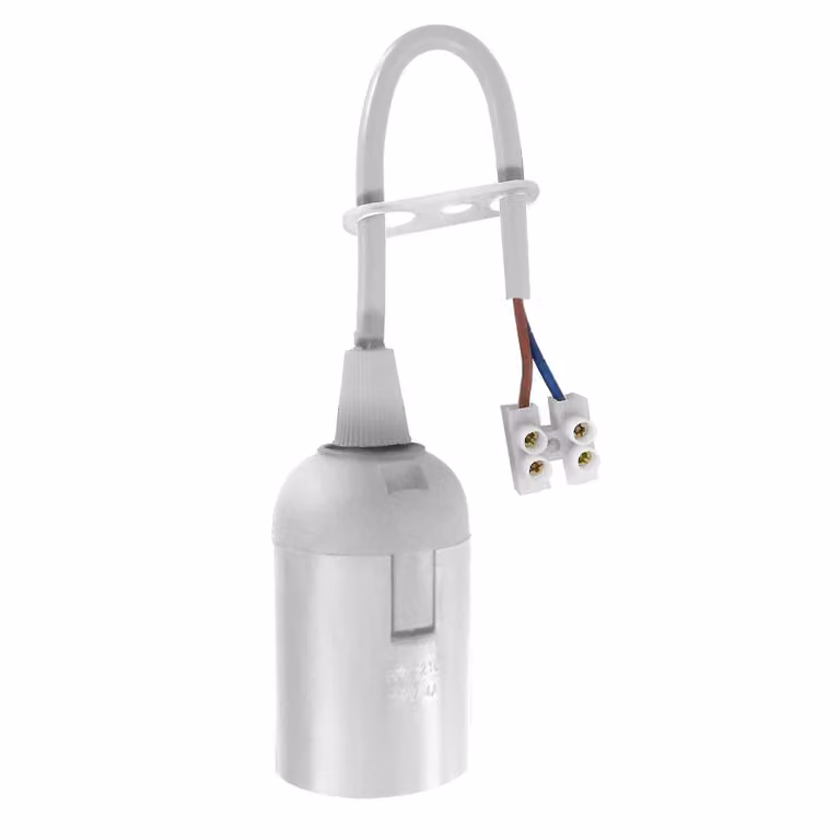 Portalampada E27 Virone LH/E27-20/W/PZ, con cavo e morsettiera