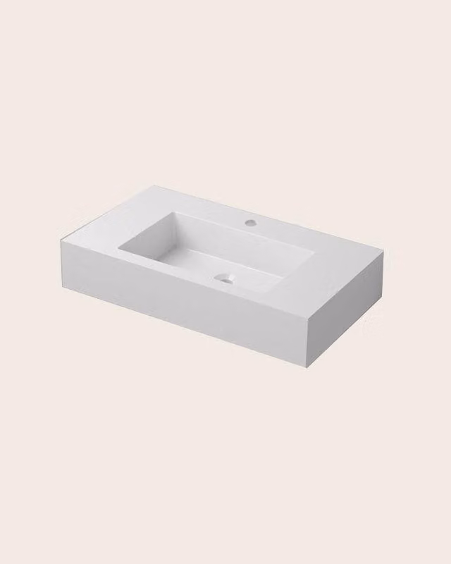 Lavabo 80x46 sospeso in resina bianco lucido