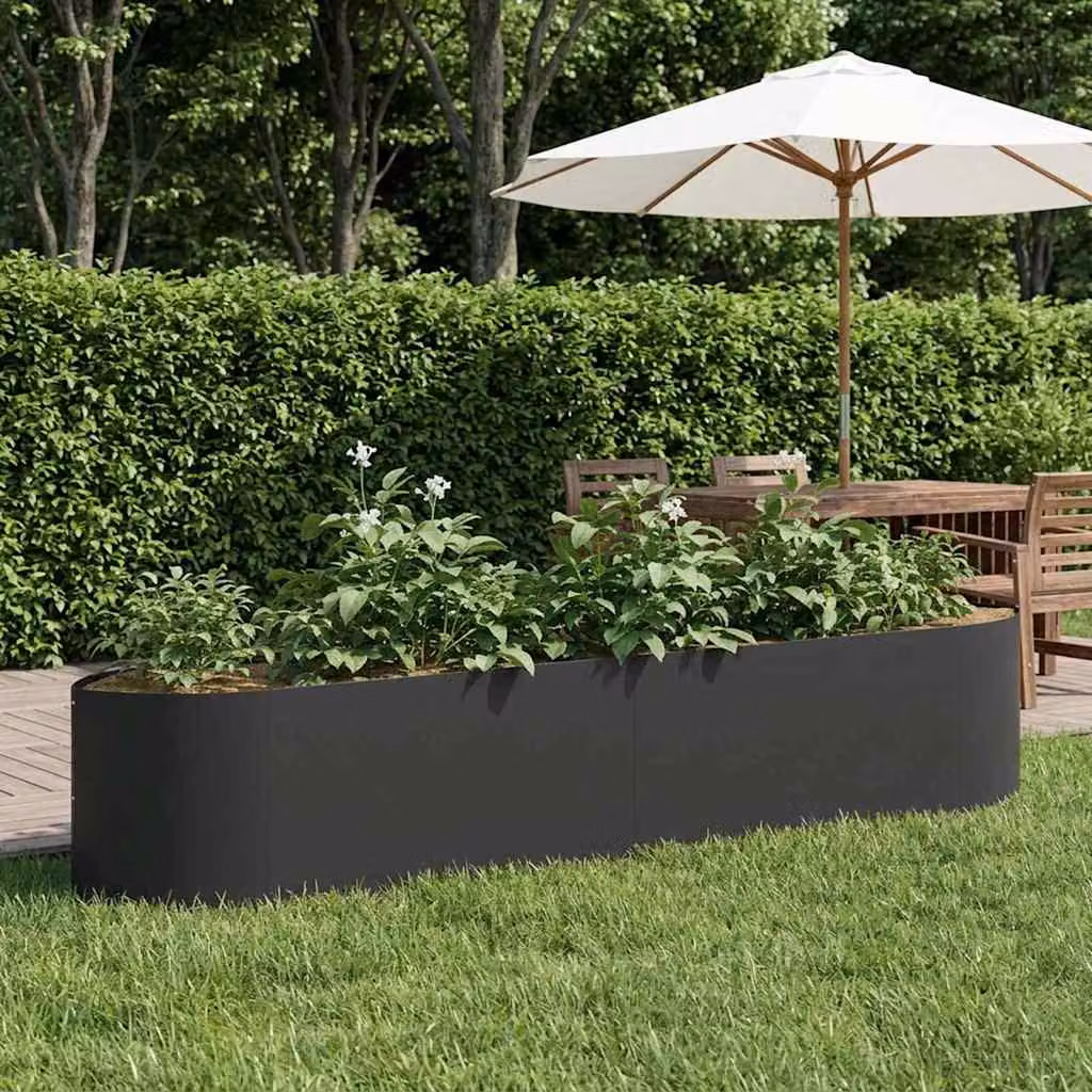 Letto rialzato da giardino vidaXL in acciaio nero L: 220 cm, P: 40 cm, H: 40 cm