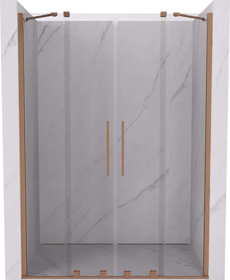 Mexen Velar Duo porta doccia scorrevole 160 cm, trasparente, rame spazzolato - 871-160-000-02-65