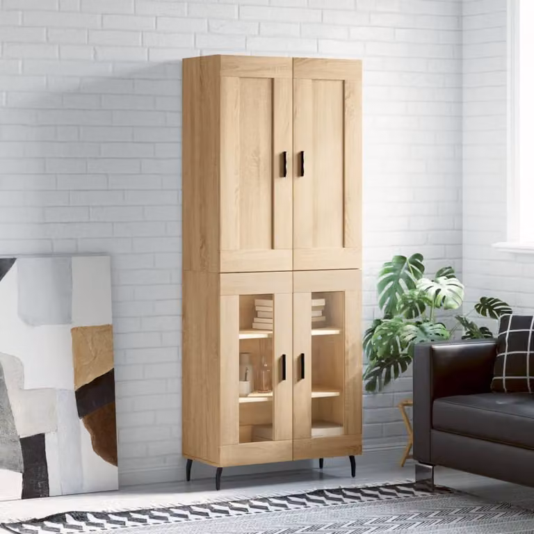 Credenza vidaXL in Rovere Sonoma e Legno Multistrato, Colore Marrone, L 69,5 cm x P 34 cm x H 180 cm