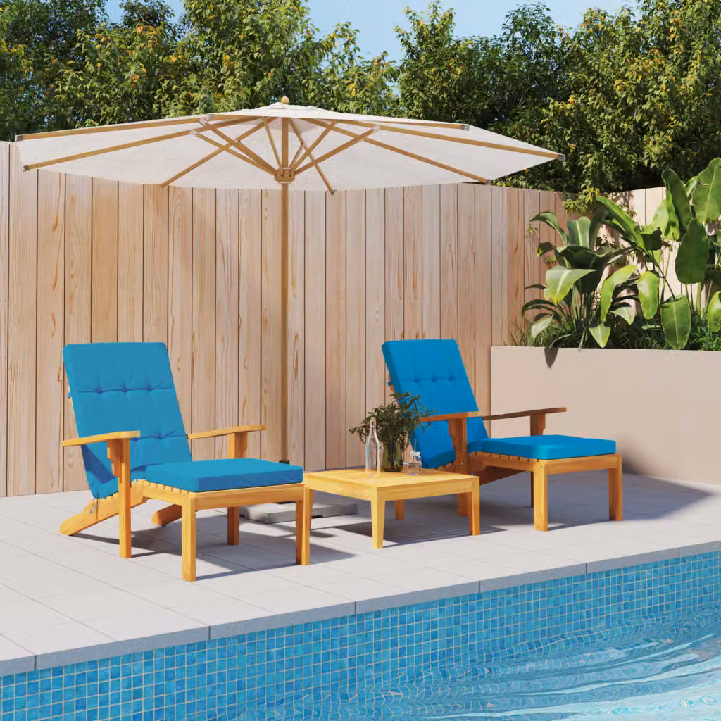 Set di 2 cuscini per sedia a sdraio vidaXL in tessuto Oxford blu, impermeabili e traspiranti, L 180 cm x L 55 cm x H 7 cm