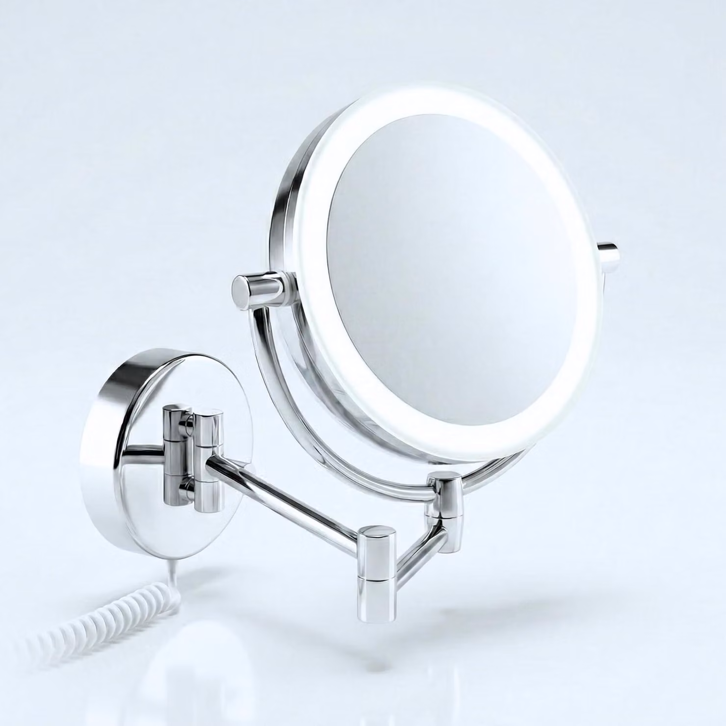 Specchio da trucco a LED, ingrandimento 5x/10x, con intensità regolabile, rotazione a 360°, da montare a parete