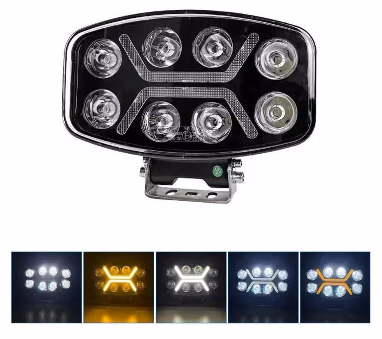 Potente faro a LED / lampada alogena 12 V–24 V 90 W bianco-giallo per ATV, fuoristrada, autocarri, trattori e veicoli agricoli