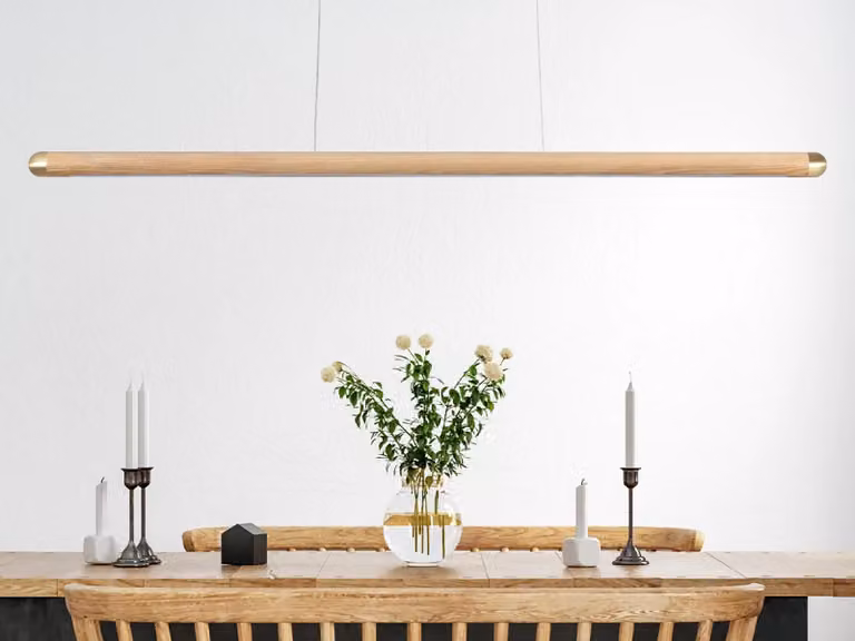 Lampadario in legno sospeso, realizzato in legno massello, con tecnologia LED, 22W / 1200 lumen - Modello WRL0521