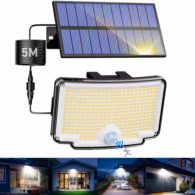318 Lampade solari LED per esterni, con sensore di movimento e pannello solare