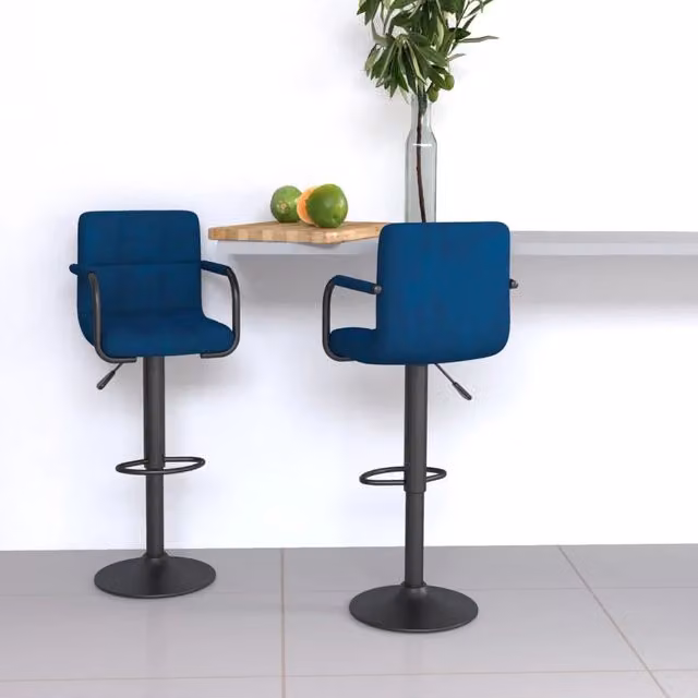 Set di 2 sgabelli da bar vidaXL in velluto blu con base girevole a 360 gradi