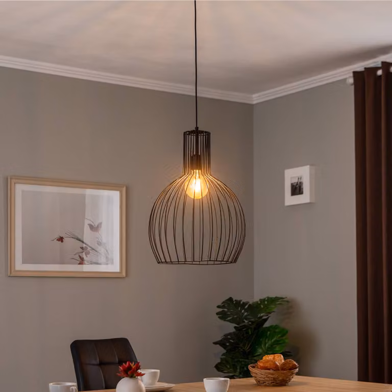 Lampada a sospensione Fellini MR-756 Opviq, dimmerabile, Nero, Soggiorno / Sala da pranzo, Metallo, Moderno, Lampada a sospensione