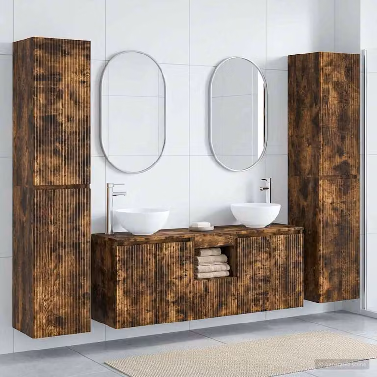 Set di mobili per il bagno moderno vidaXL in 5 pezzi, colore marrone, L/P/H: 33 x 34,5 x 160 cm