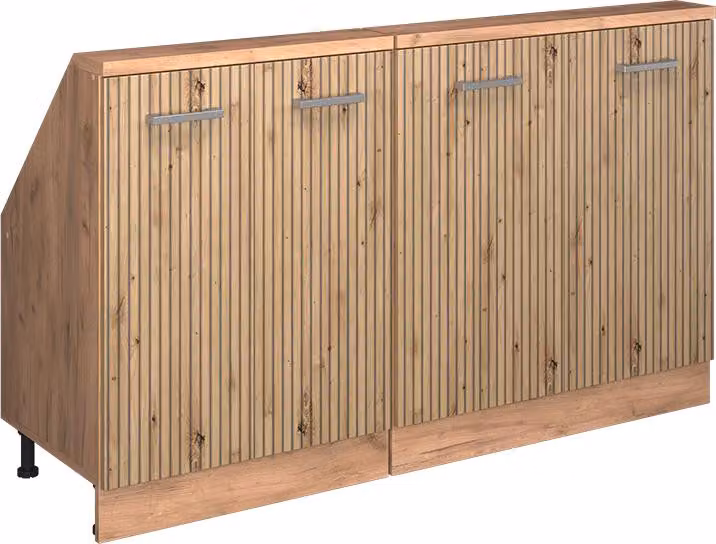 Mobile cucina sottotetto Vicco R-Line Rovere artigianale 140 cm Set di 2, Model 58146
