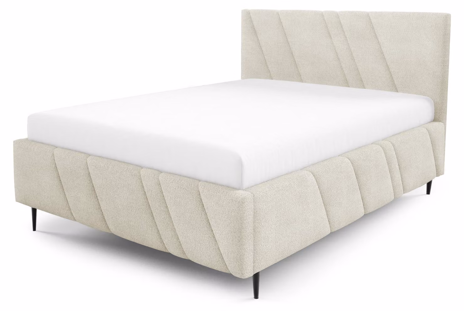 Letto imbottito con contenitore, colore lino beige, dimensioni 160 x 200 cm