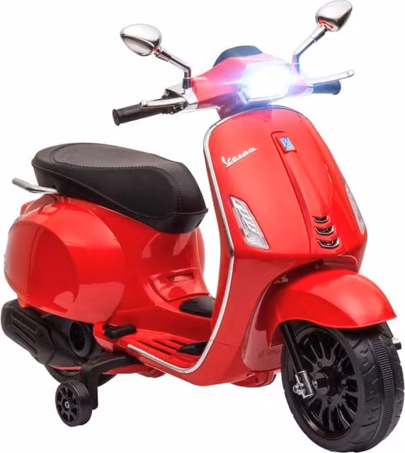 Moto Elettrica Vespa Xylo per Bambini dai 3 Anni in Colore Rosso con USB, MP3, Radio FM e LED – 1