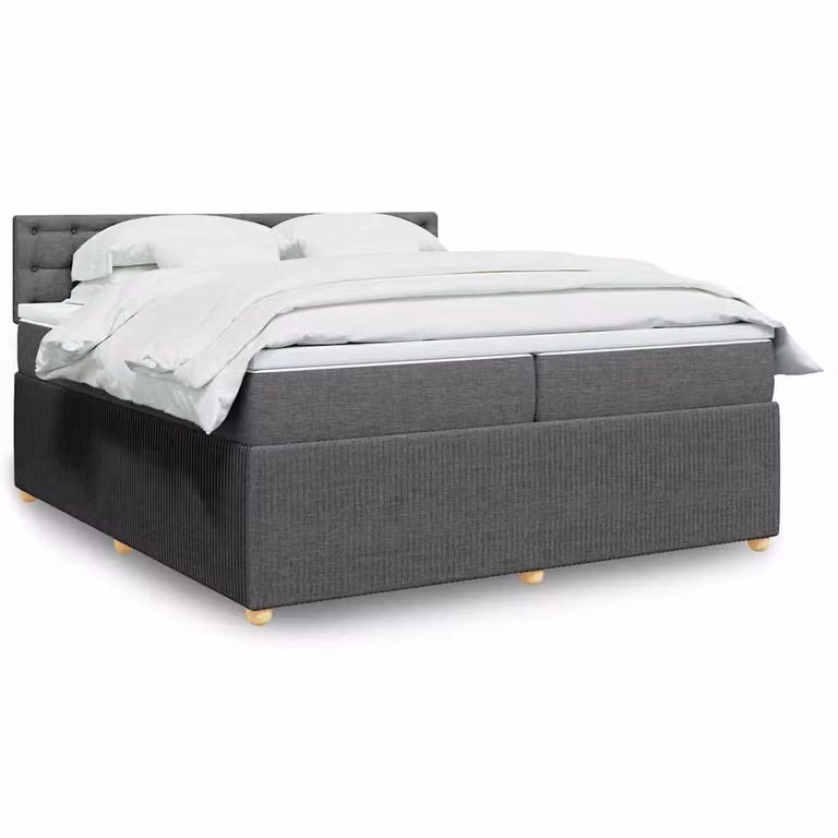 vidaXL Giroletto a Molle con Materasso Ibrido in Tessuto Grigio e Bianco, L/P: 200 x 200 cm