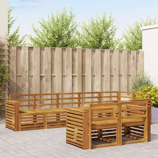 Set di divani da esterno 8 pz Naturale Poliestere 3375014