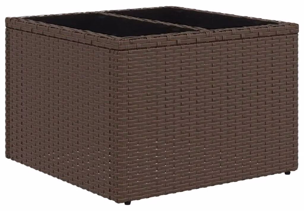 Tavolo da giardino in rattan sintetico con piano in vetro, ideale per balconi e terrazzi
