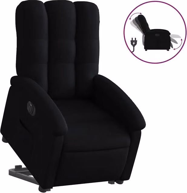 Poltrona | Sedia Relax Alzapersona Reclinabile Elettrica Nera in Tessuto
