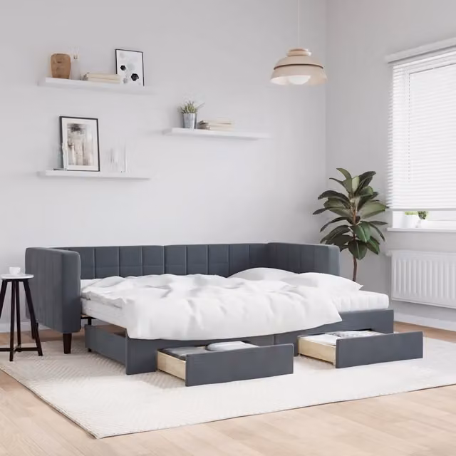 Divano Letto Moderno vidaXL Grigio con Struttura Imbottita per Soggiorno e Camera da Letto – 1