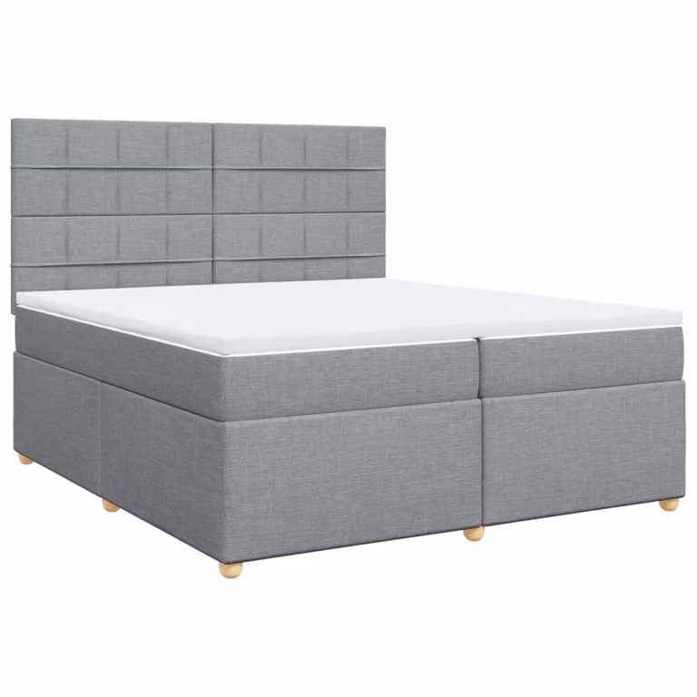 Giroletto a Molle con Materasso Grigio Chiaro 200x200cm Tessuto