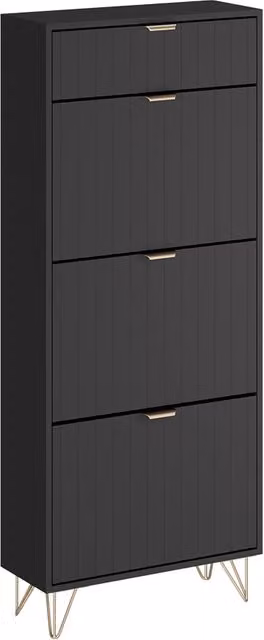 Armadio scarpiere Helge Vicco nero con scomparti basculanti L 60 cm x H 145 cm – 1