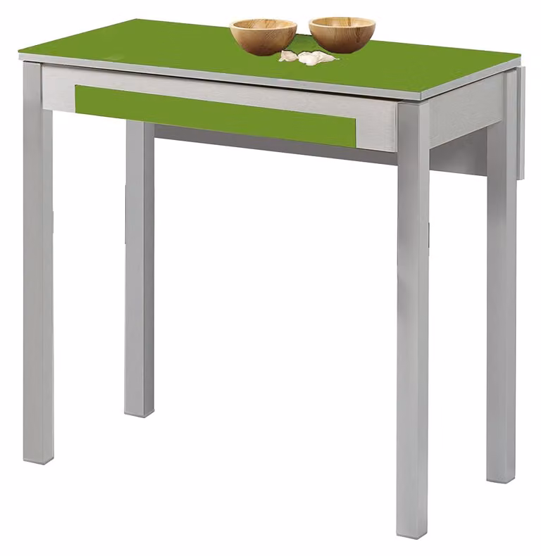 Tavolo da cucina, allungabile, in metallo, verde, 80x40 cm, allungabile fino a 80x60 cm