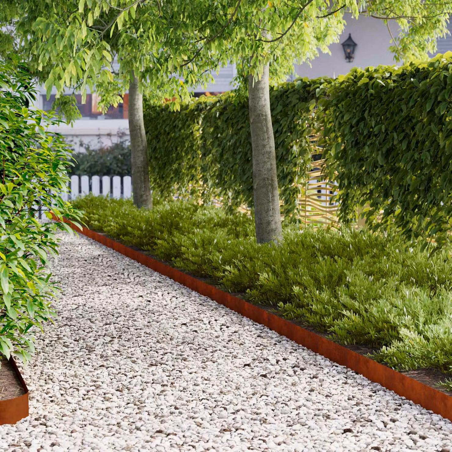 Set di 30 bordure per prato vidaXL in acciaio color marrone, L: 103 cm, H: 10 cm