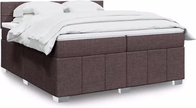 Giroletto a Molle con Materasso Marrone Scuro 200x200cm Tessuto 3289478