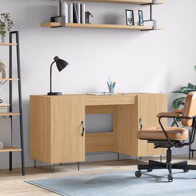 The Living Store Scrivania rovere Sonoma 140x50x75 cm materiale legno