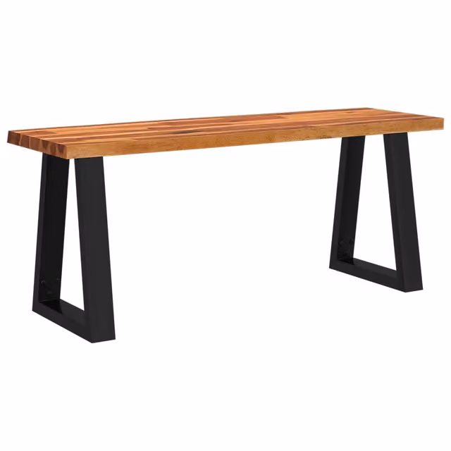 Panca in legno massello di acacia con bordi vivi e struttura in metallo stile industrial, colore marrone, L: 110 cm, P: 45 cm, H: 35 cm – 1