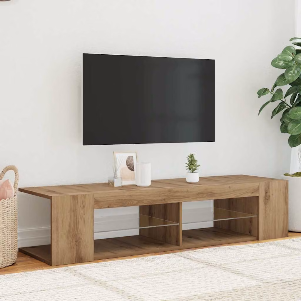 vidaXL Mobile Porta TV Moderno in Legno Marrone con Illuminazione LED Integrata L: 135 cm, P: 39 cm, H: 30 cm